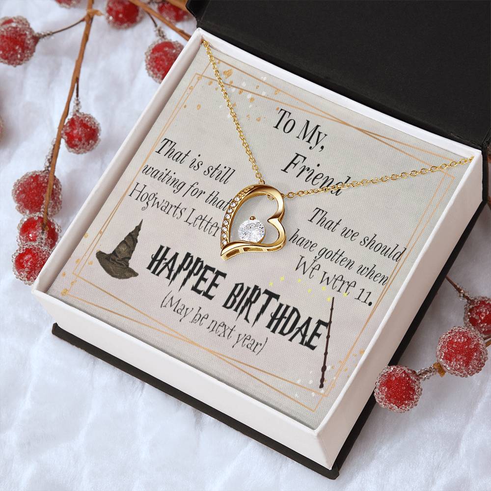 Happee Birthade Gift To Friends Who Is Potterhead Hp Themed Gift Idea. Perfect Gift For Hp Lover. Hp Themed Birthday Wish Card With Gift Necklace Forever Love Necklace