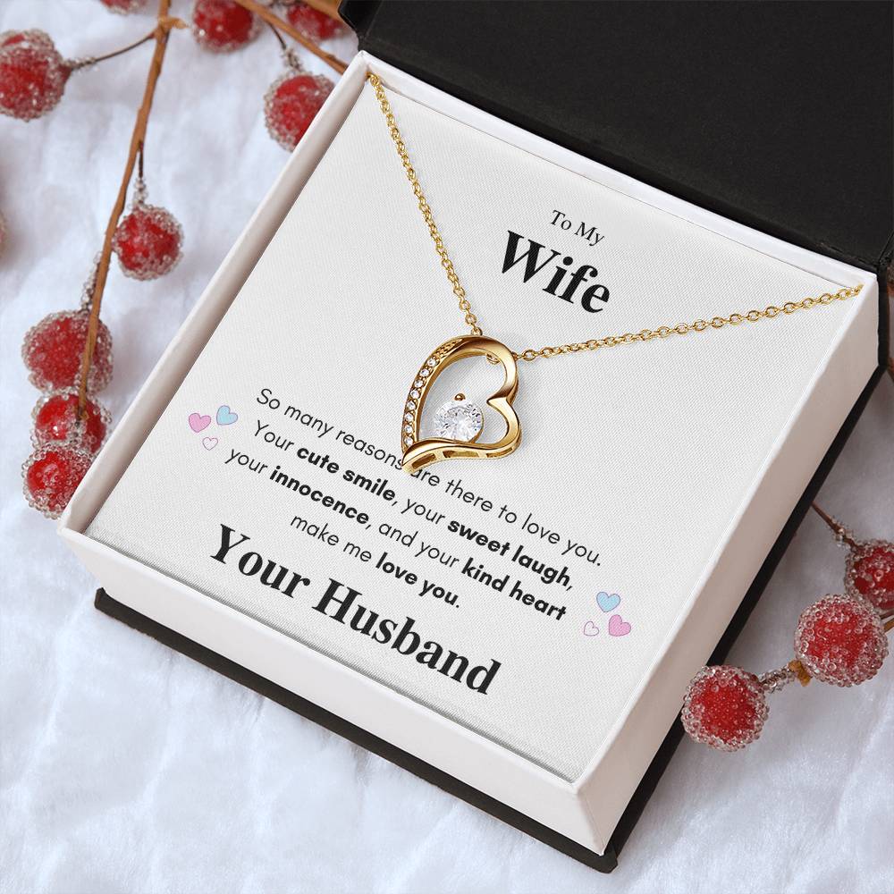 Forever Love Necklace To My Wife Cubic Zirconia 14k White Gold 1 Forever Love Necklace