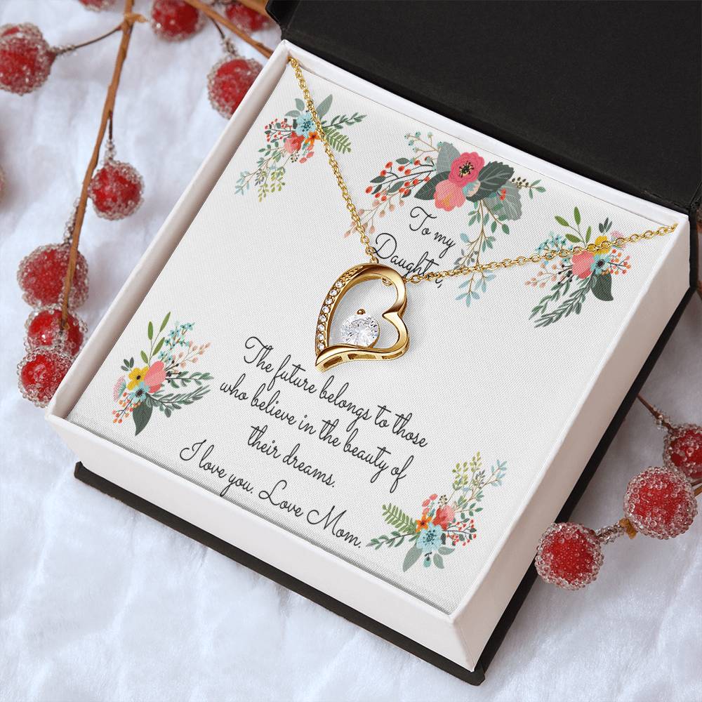 To My Daughter I Love You Mother's Day Sunflower Necklace Daughter Gift From Mom Mom To Daughter Forever Love Necklace
