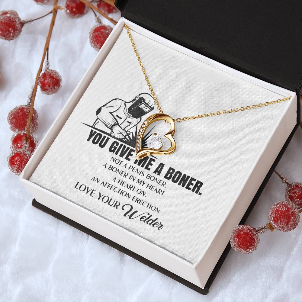 You Give Me A Heart Boner An Affection Erection Funny & Sarcastic Love For Her Mature Gift ♥ Gift For Welder's Wife Necklace Forever Love Necklace