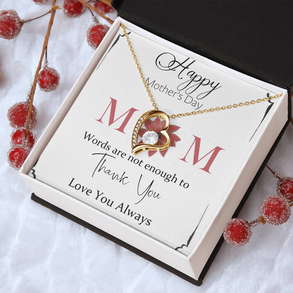 Happy Mother's Day Mom Thank You 925 Sterling Silver Pendant 1 Forever Love Necklace