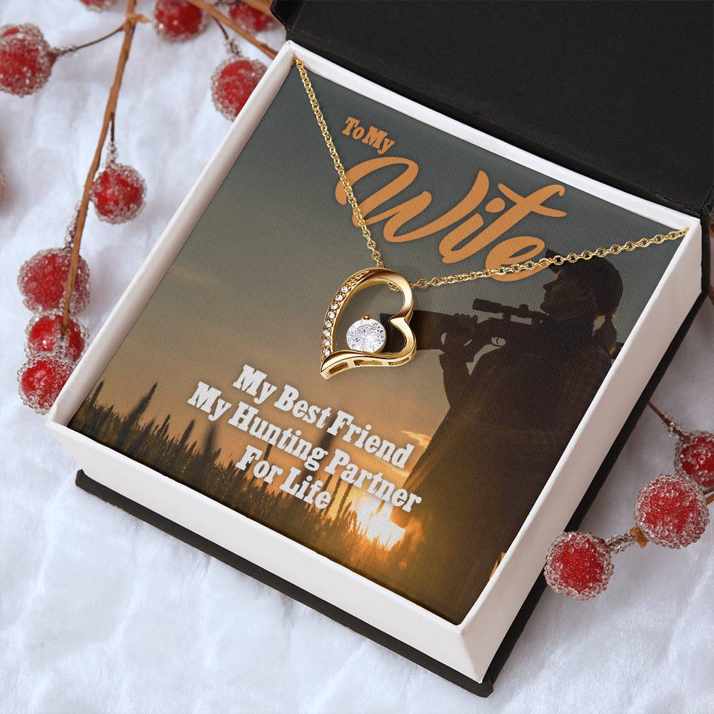 My Wife My Hunting Partner For Life Christmas Or Birthday Gift For The Woman Who Hunts To My Wife Necklace Anniversary Gift For Wife Forever Love Necklace