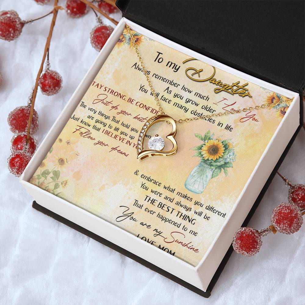 To My Daughter I Love You Mother's Day Sunflower Necklace Meaningful Necklace For Daughter Mother To Daughter Birthday Forever Love Necklace