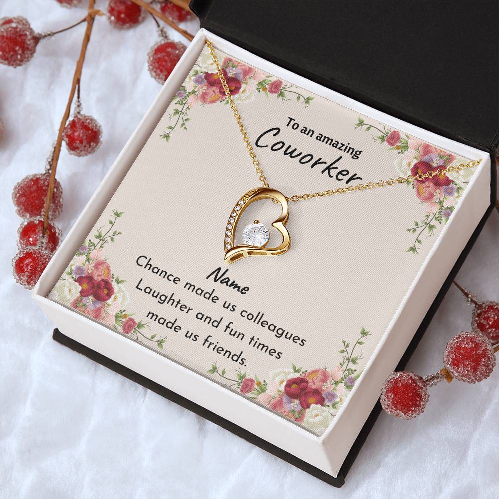 Heart Coworker Leaving Chance Made Us Colleagues White + Gold 1 Forever Love Necklace