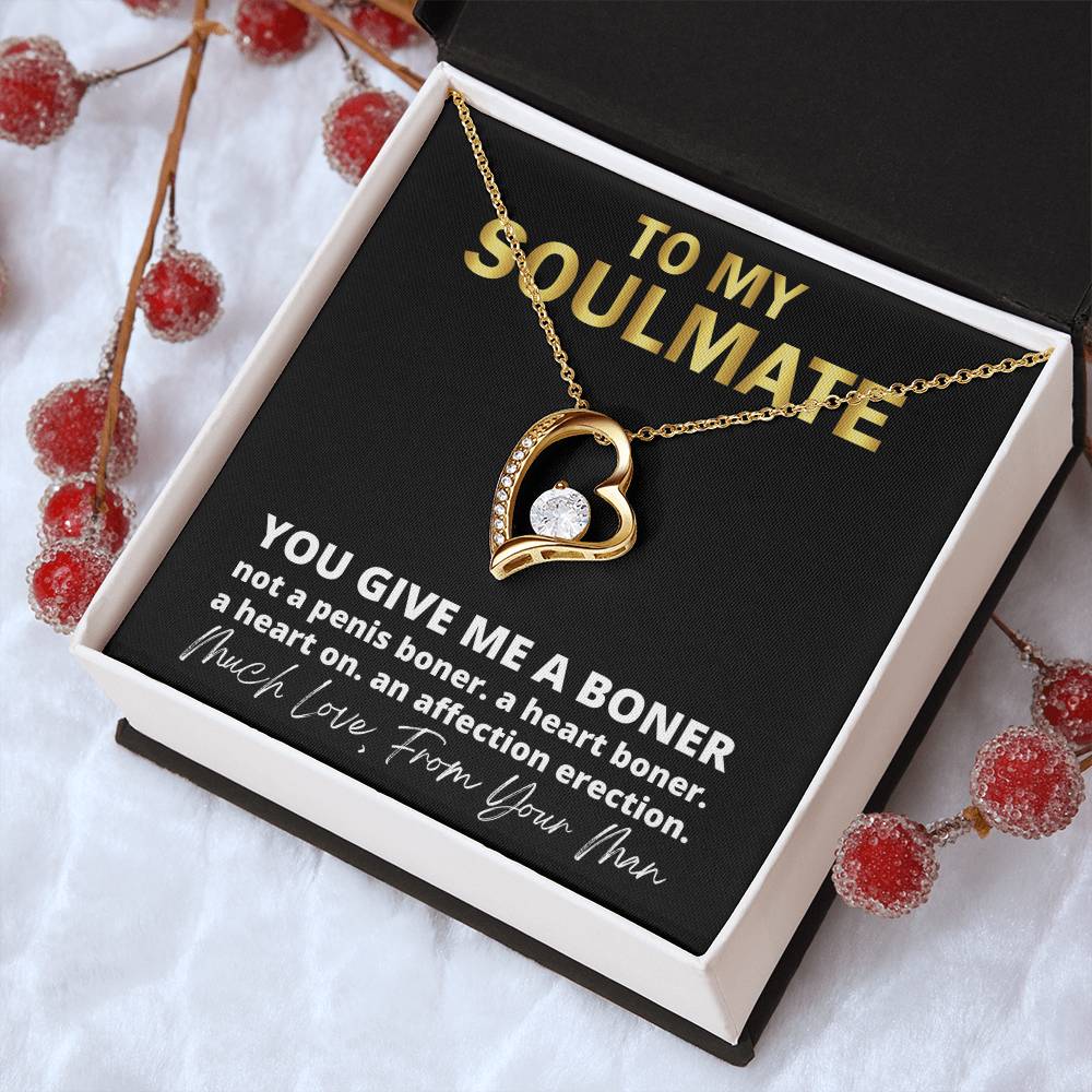 This Dazzling Forever Love Necklace ♥  You Give Me A Heart Boner An Affection Erection Pendant Necklace Funny & Sarcastic Love For Her Mature Gift Forever Love Necklace