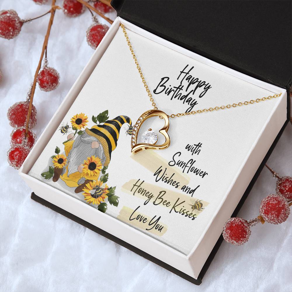 Happy Birthday Necklace With Sunflower Gnome Care Forever Love Necklace