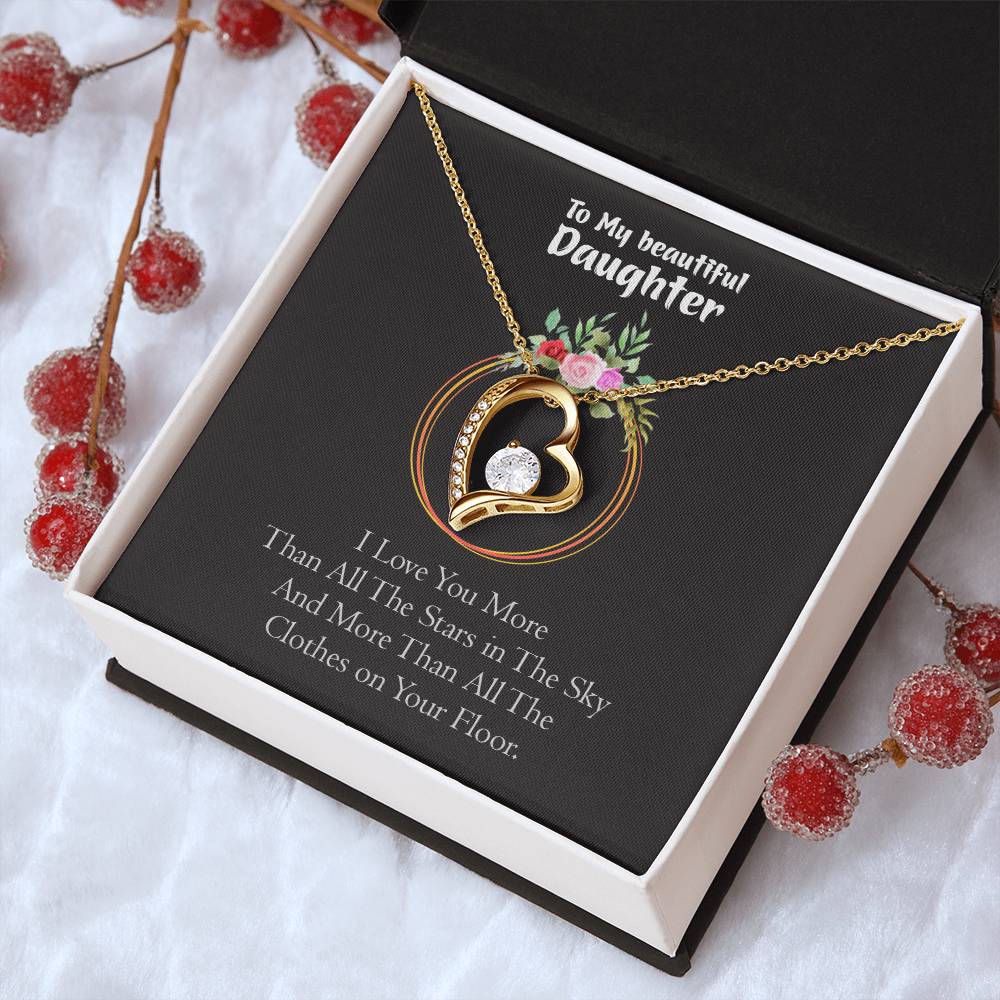 To My Daughter I Love You More Mom Daughter Necklace From Mom Valentine's Mother's Day Daughter Birthday Gift Daughter Graduation Gift For Daughter Forever Love Necklace