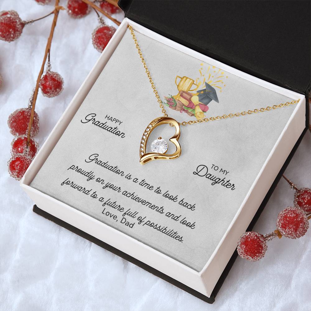 Graduation Happy Graduation To My Daughter Open Heart Necklace From Dad 1 Forever Love Necklace