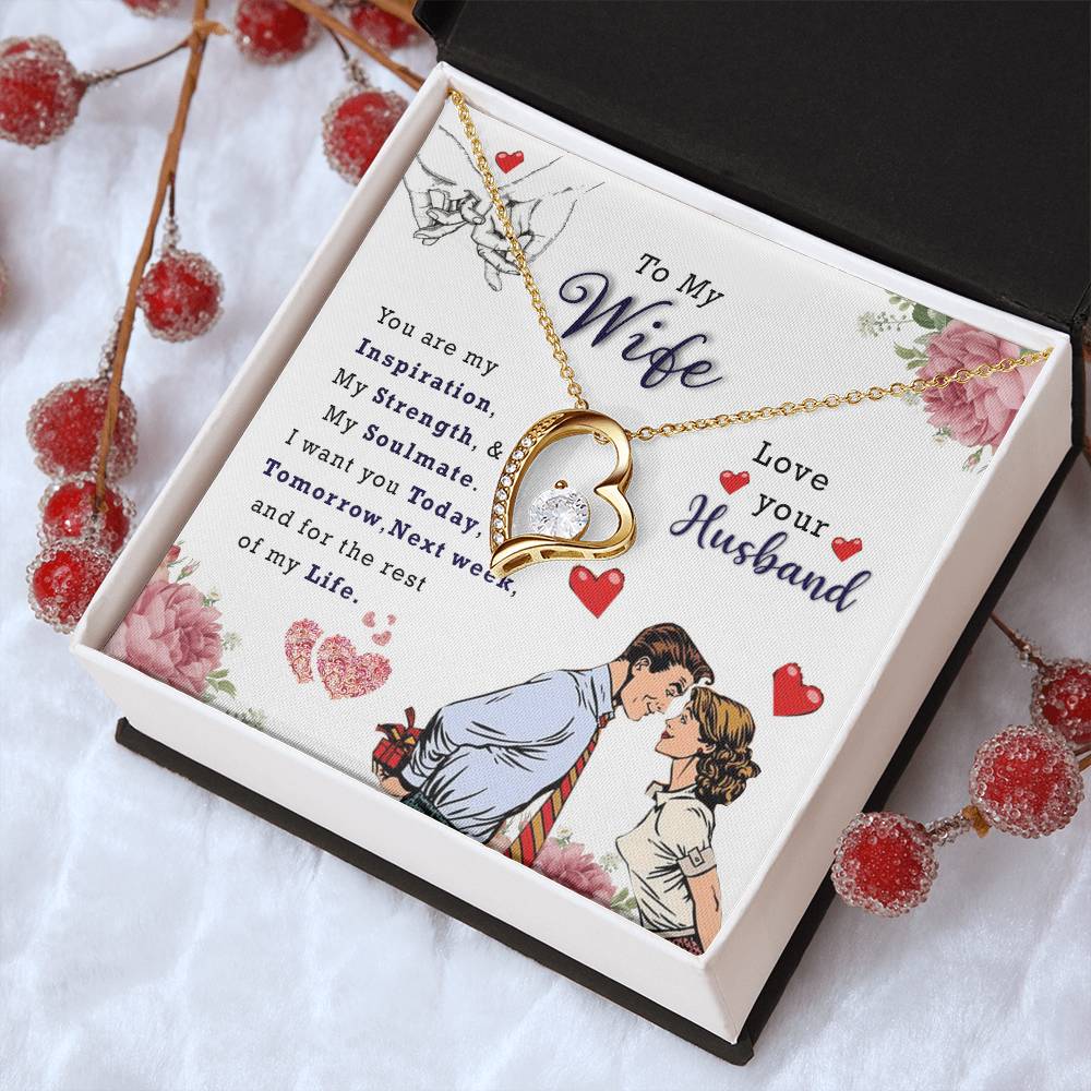 Wife Birthday Necklace Husband To Wife Necklace Necklace Present For Wife Jewelry For My Wife Forever Love Necklace