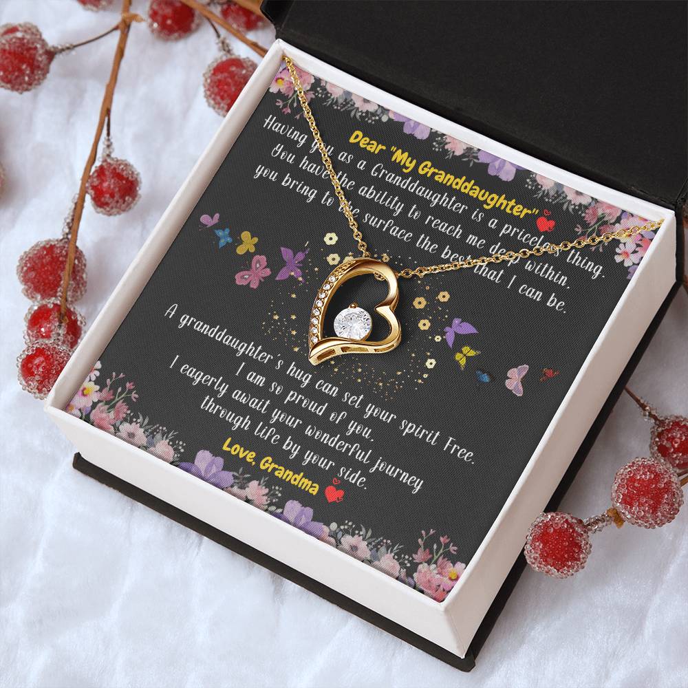 To My Granddaughter A Granddaughter’s Hug Can Set Your Spirit Free From Grandma 1 Forever Love Necklace