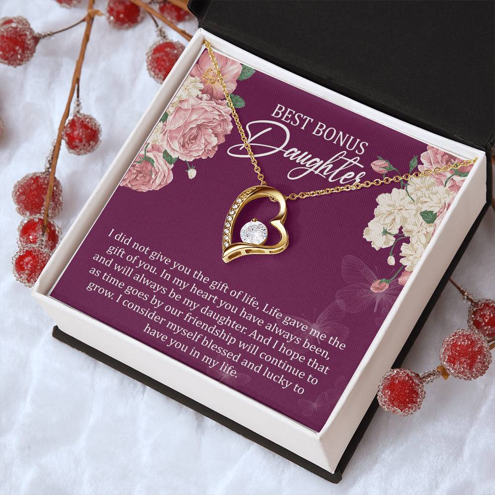 Best Bonus Daughter Birthday Message Card Gift Bonus Daughter Step Daughter Gift Bonus Daughter Necklace Forever Love Necklace