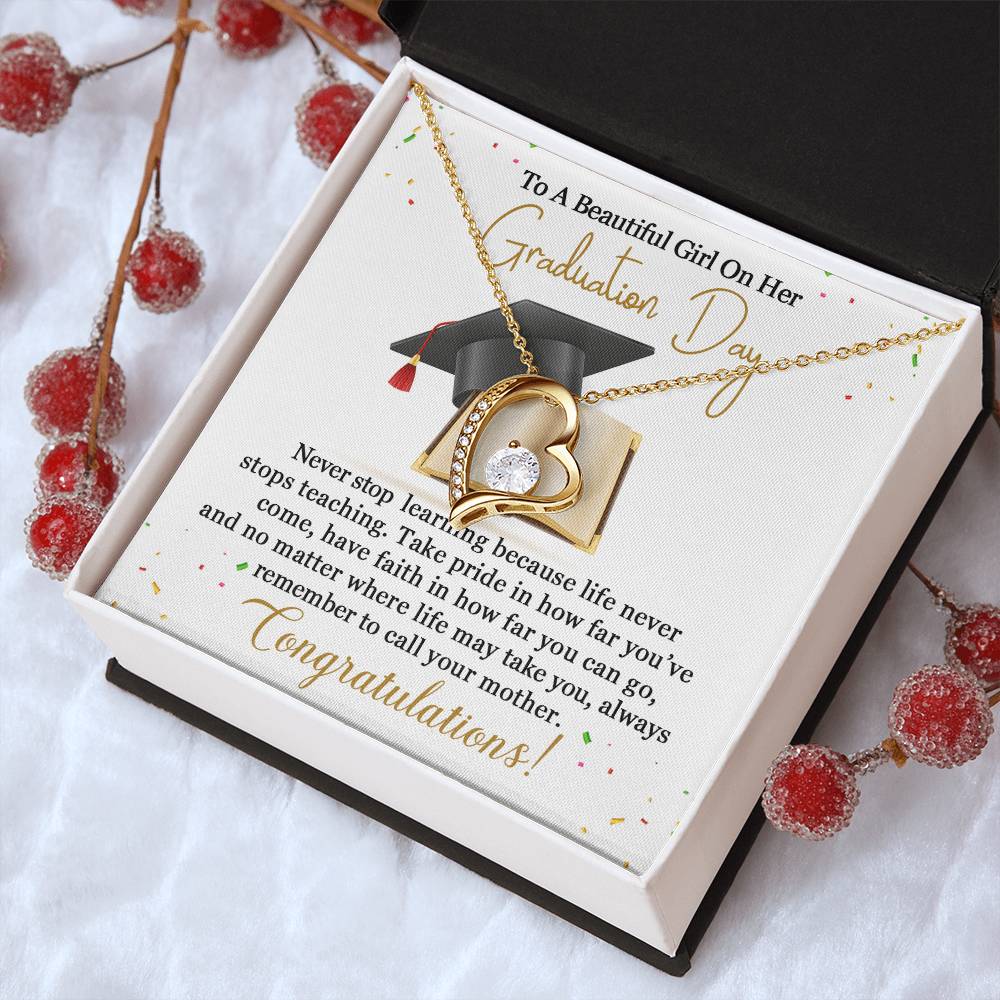 To A Beautiful Girl On Her Graduation Day. Congratulation!!! Forever Love Necklace