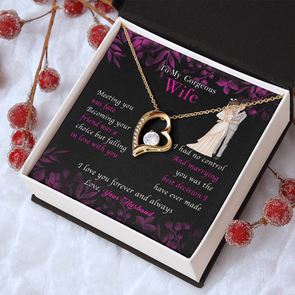 To My Wife Necklace Anniversary Gift For Wife Meeting You Was Fate Becoming Your Friend Was A Choice 1 Forever Love Necklace