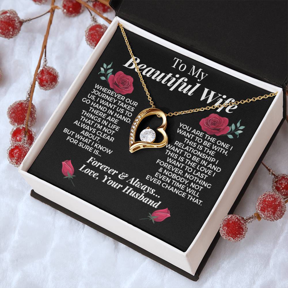 To My Beautiful Wife 14k Gold Necklace Forever Love Necklace