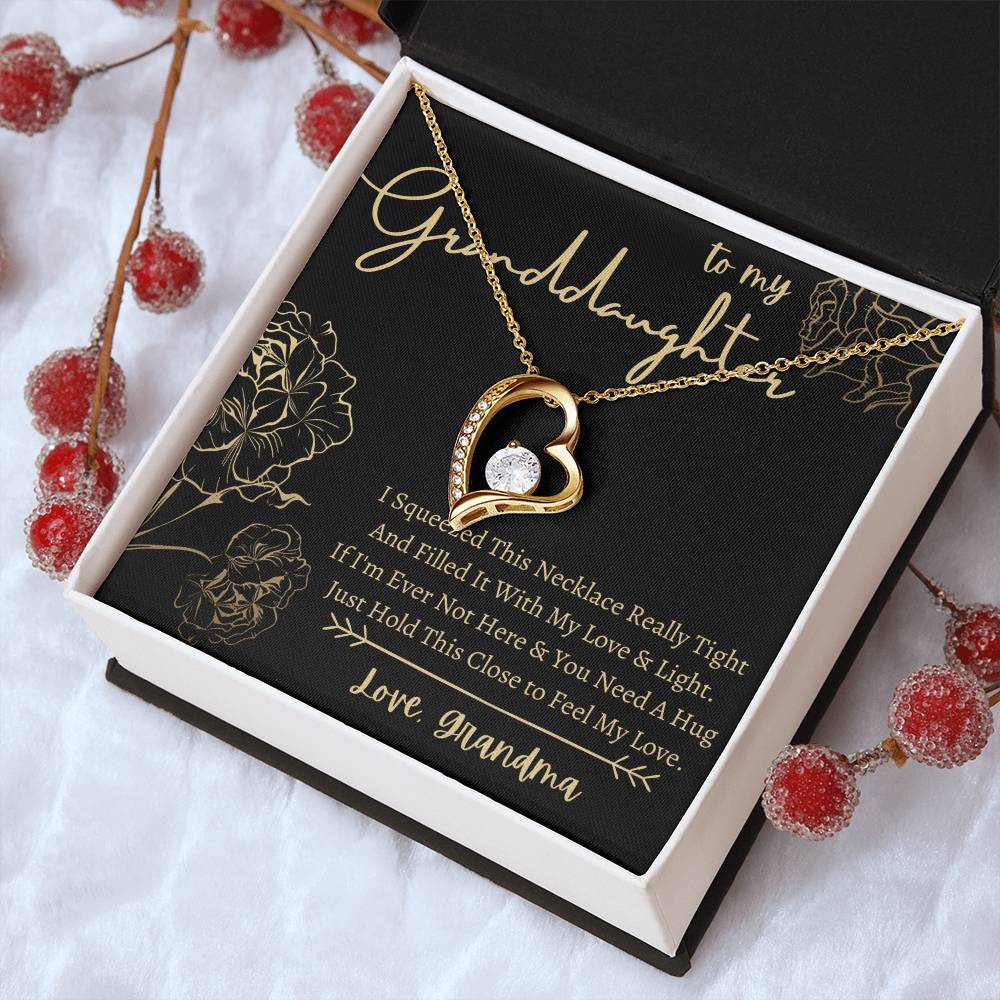 To My Granddaughter - Heart Necklace - Squeeze This Necklace - Love Grandma Forever Love Necklace