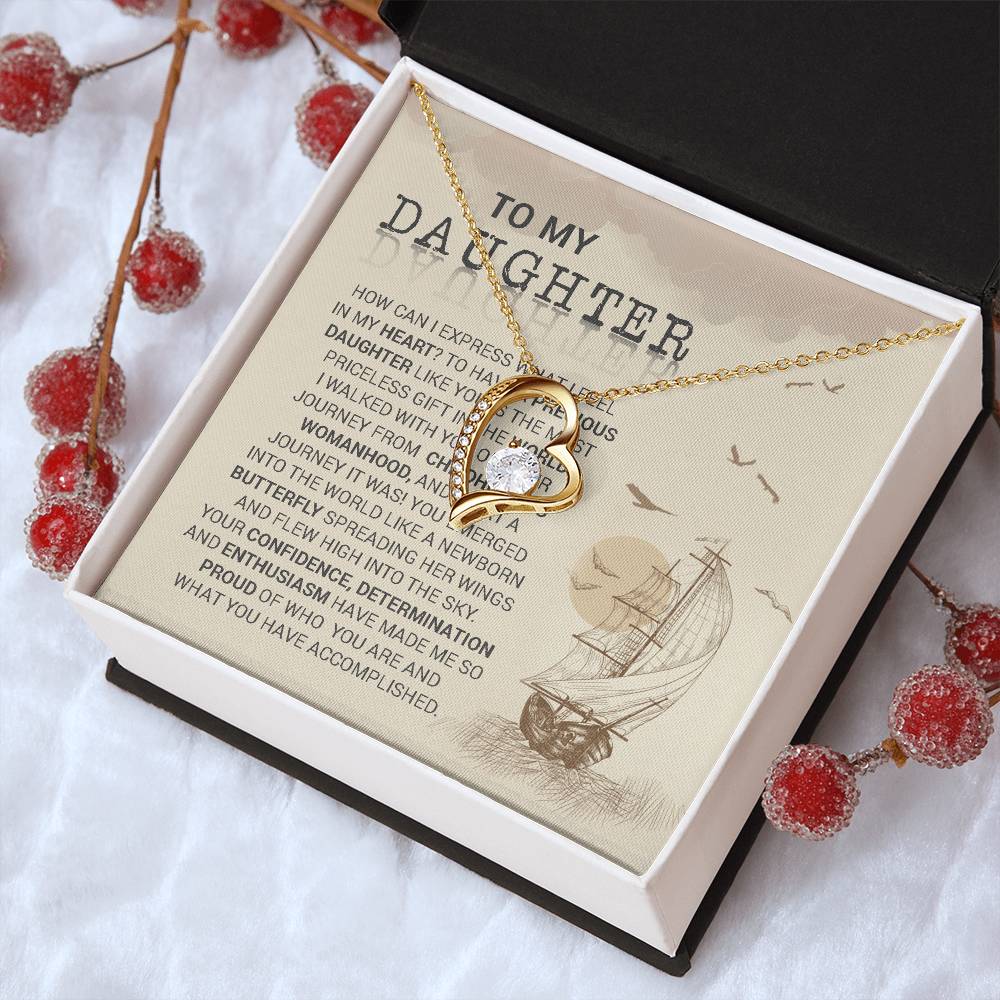 To My Daughter Love Mum White Gold Necklace Forever Love Necklace