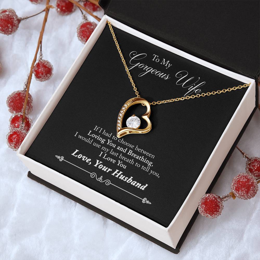 To My Wife Gift 18K Gold Necklace For Birthday Marriage Anniversary Thoughtful Passionate Sentimental Message Affectionate & Heartfelt Gift Idea Forever Love Necklace