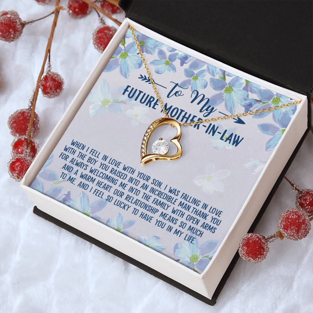 Love Knot Pendant Necklace To My Future Mother-In-Law The Boy You Raised Bonus Mom Gift Future Mother-In-Law Necklace Future Stepmom Forever Love Necklace