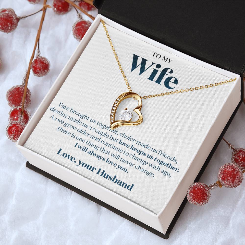 To My Stunning Wife My Love For You Will Never Change Message Card Gift Forever Love Necklace