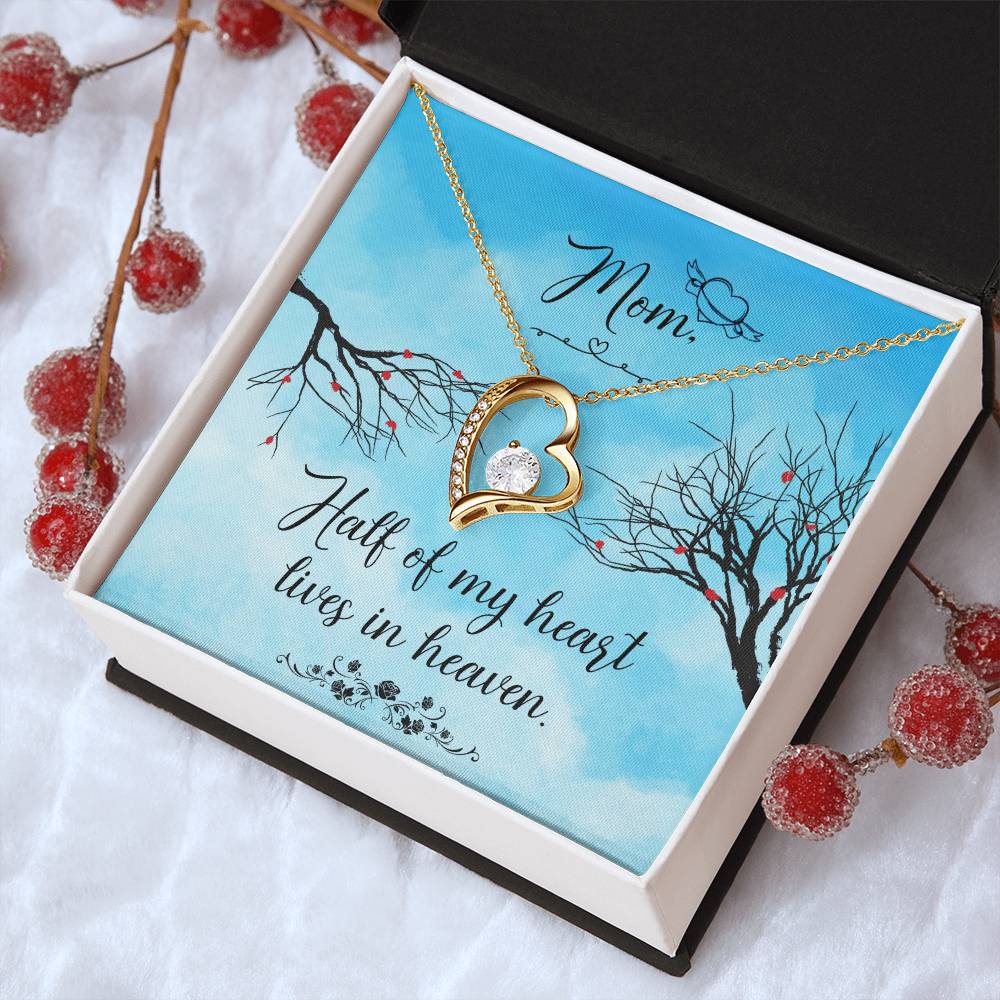 Mom Half Of My H Heart Lives In Heaven Forever Love Necklace