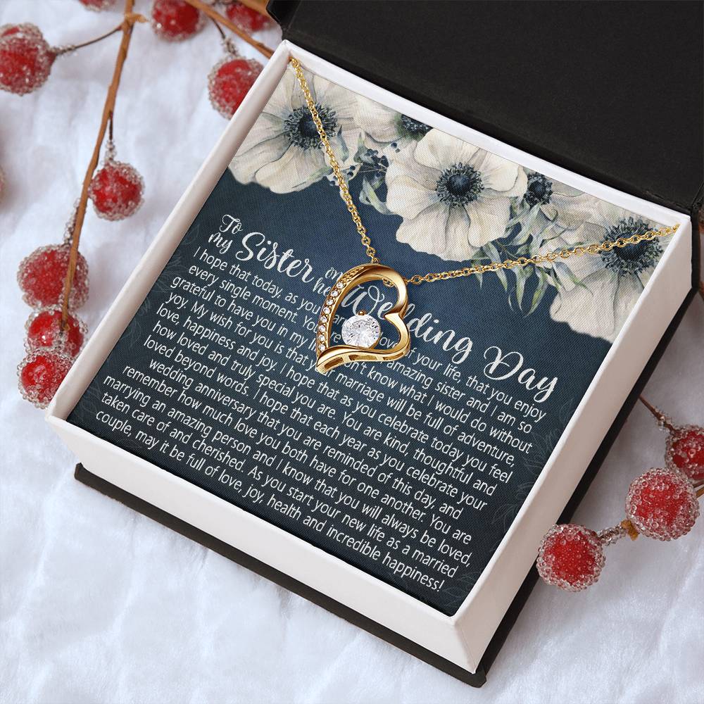 Sister Wedding Day Forever Love Necklace Gift To Bride From Sister Necklace Sister To Bride Gift Bride Jewelry Cute Gift From Sister Forever Love Necklace