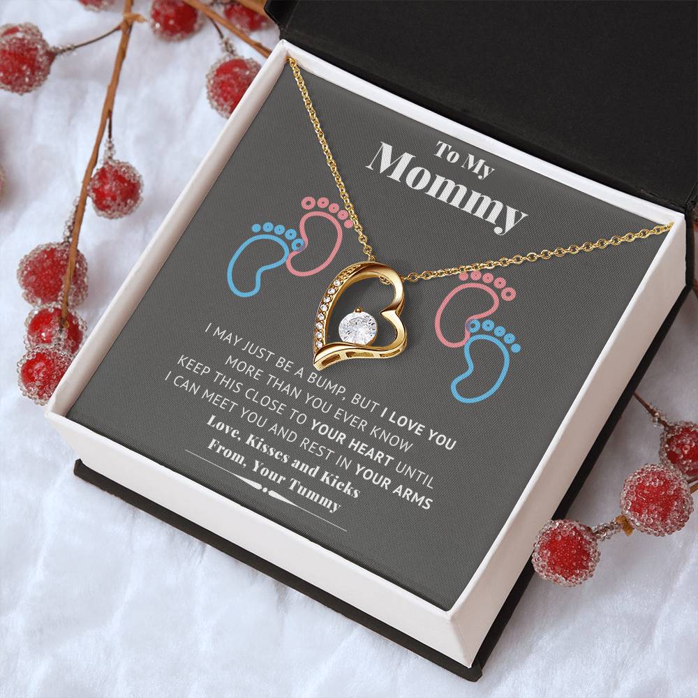 To My Mommy Love Kisses And Kieks From Your Tummy - New Mommy Necklace Forever Love Necklace