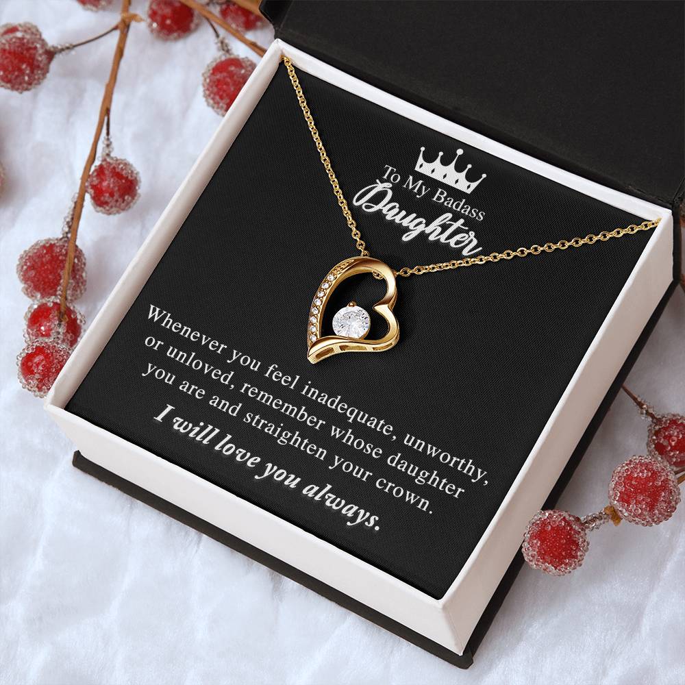 To My Badass Daughter Necklace Daughter Gift Necklace Daughter Birthday Gift Gift For Daughter Daughter Jewelry White Gold Necklace Forever Love Necklace
