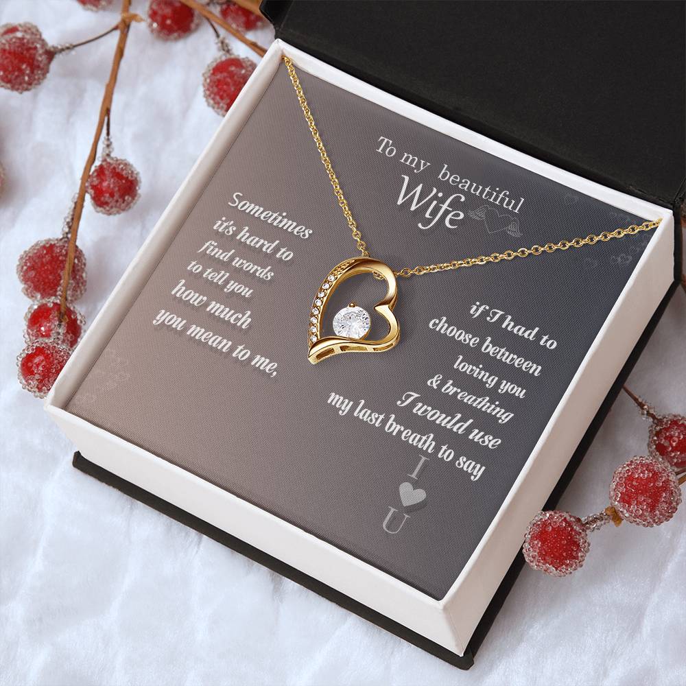 To My Beautiful Wife Anniversary Necklace For Wife 14k White Gold And 18k Yellow Gold 1 Forever Love Necklace