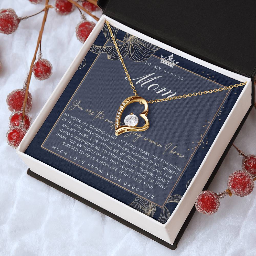 Badass Mom Gift To My Badass Mom Necklace Mother’s Day Gift Daughter To Mom Gift Gift From Daughter To Mom On Wedding Day Mom Gift Forever Love Necklace