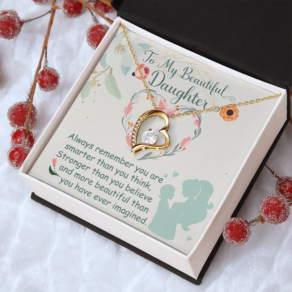 To My Beautiful Daughter Necklace To Daughter From Mom Mom And Daughter Gift Valentine's Mother's Day Daughter Forever Love Necklace