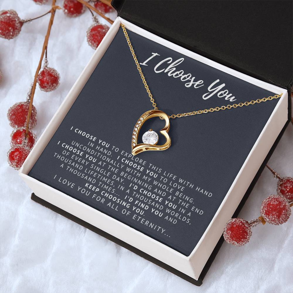 I Choose You 14k White Gold Forever Love Necklace