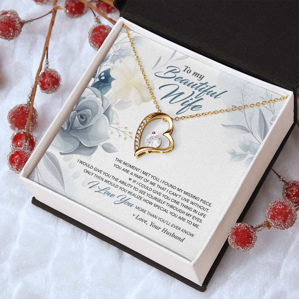 To My Beautiful Wife My Missing Piece Necklace Forever Love Necklace