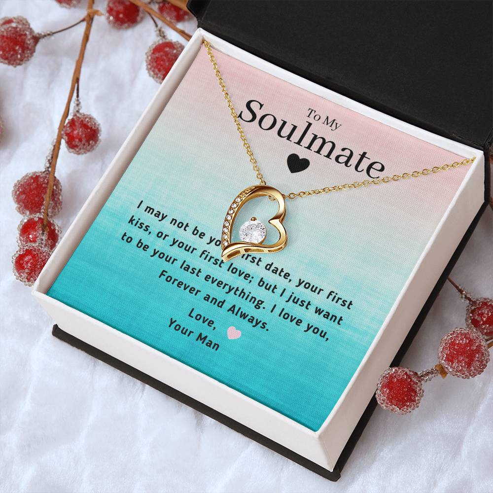 Last Everything Soulmate Message Card Heart Pendant Forever Love Necklace