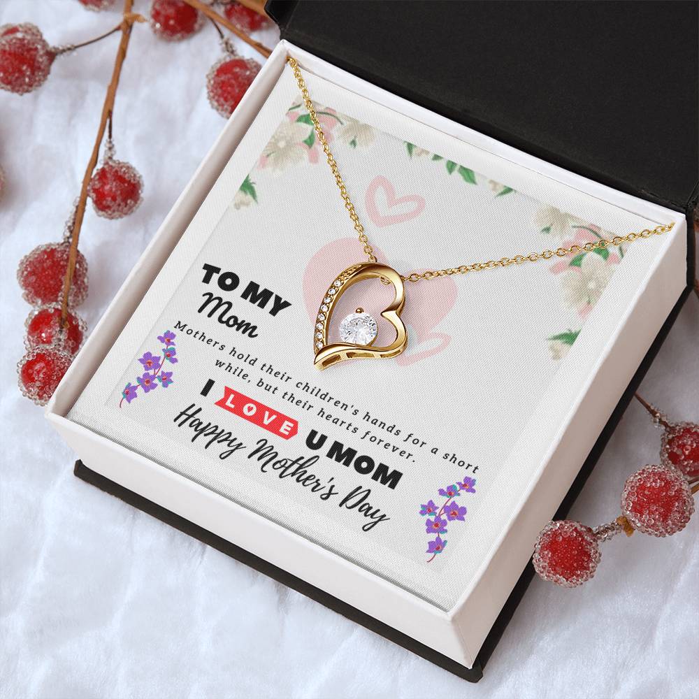 To Mom -14K White Gold Necklace - Mother's Day Gift Forever Love Necklace