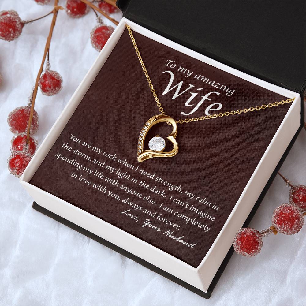 Wife You Are My Rock Heart Necklace Forever Love Necklace