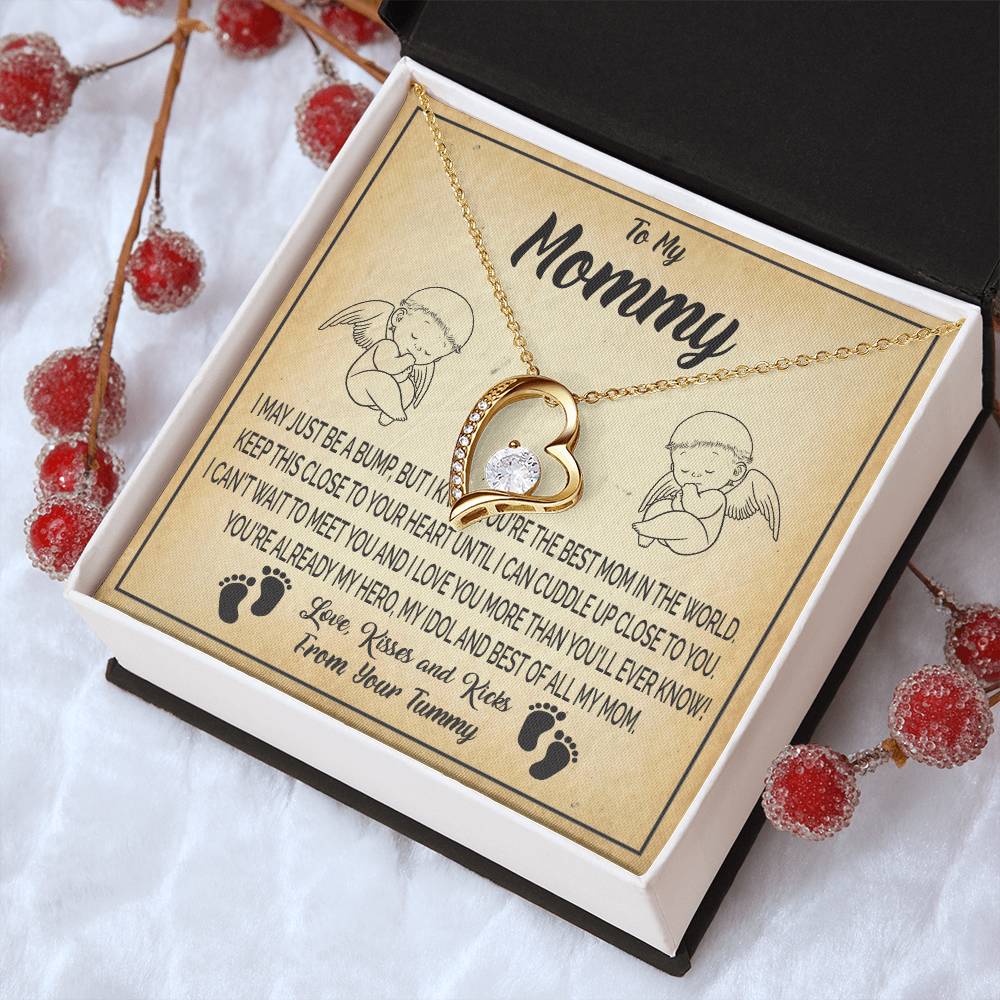 New Mommy Baby Shower Gift Pregnancy Gift Baby Bump Gift From Tummy To My Mommy After Birth Gifts Forever Love Necklace