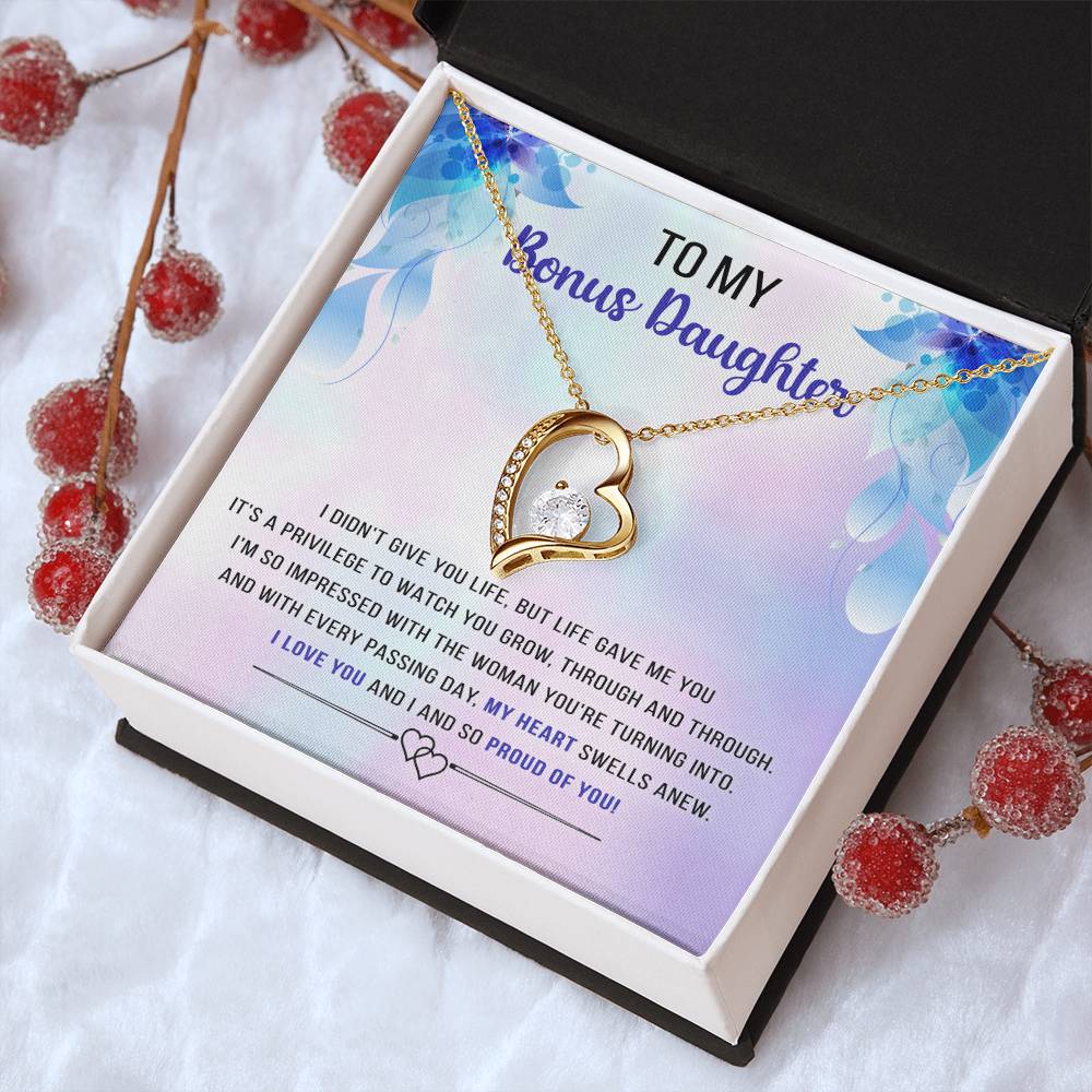 Best Gift For Bonus Daughter Message Card With Necklace Jewelry Gift Christmas Gifts For Daughter From Mom Forever Love Necklace
