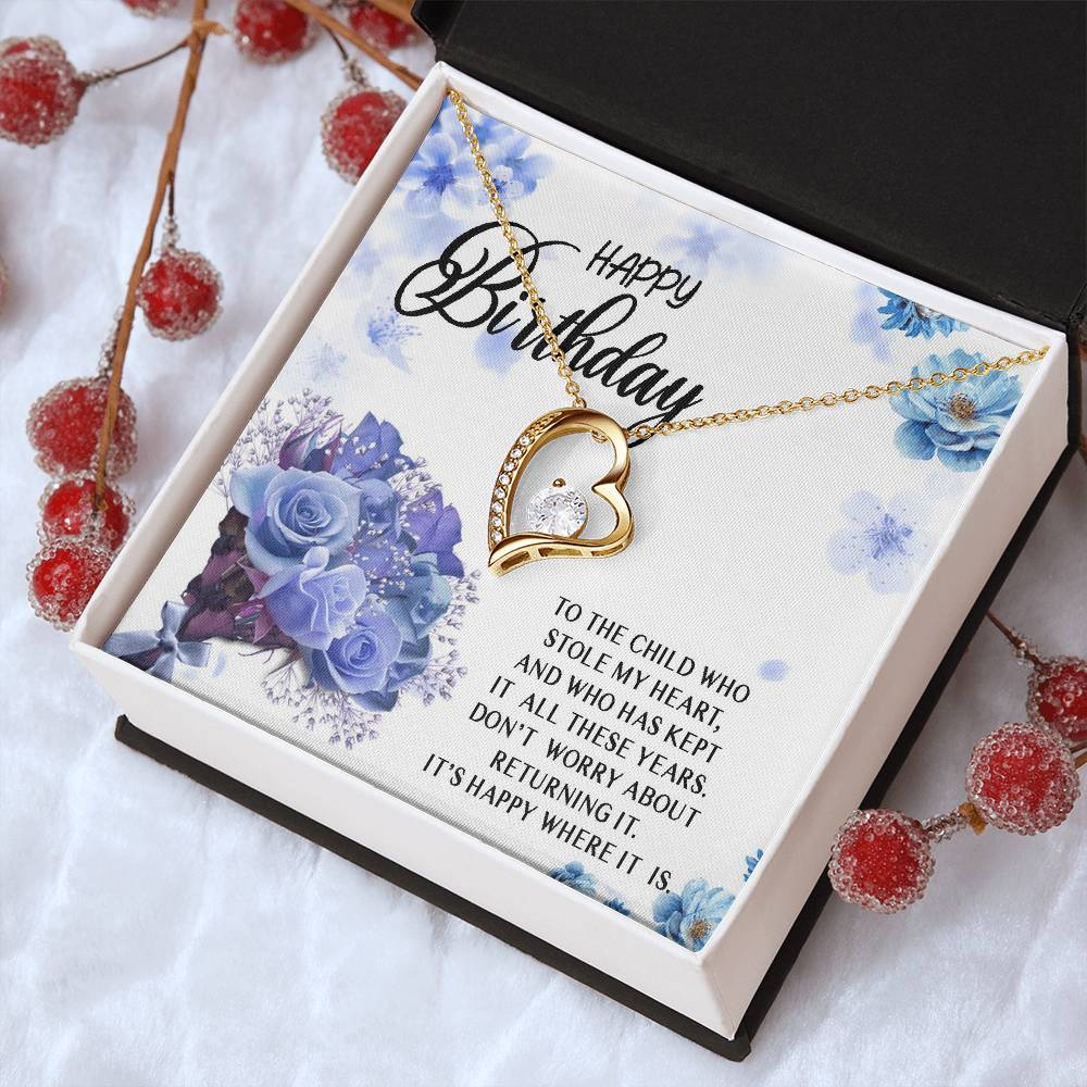 Happy Birthday Necklace Gift For Child Daughter Granddaughter From Mom Dad Grandma Grandpa Stole My Heart Forever Love Necklace