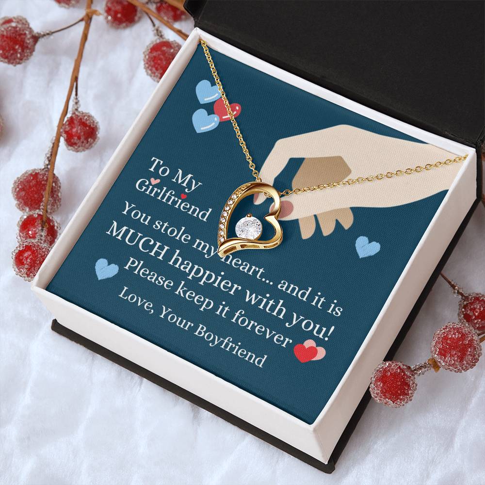 To My Girlfriend  You Stole My Heart Necklace Forever Love Necklace