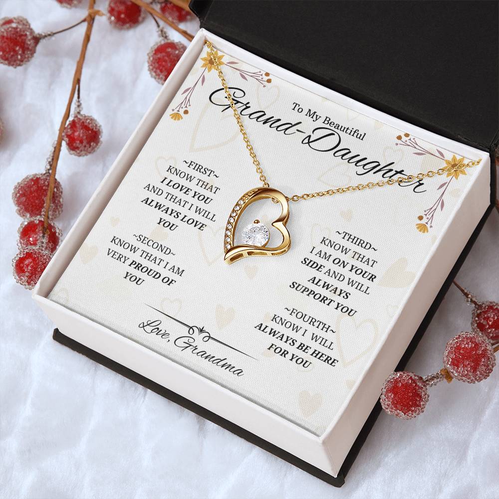 To Granddaughterfour Things To Remembercrystal In Heart Necklacefrom Grandma 1 Forever Love Necklace