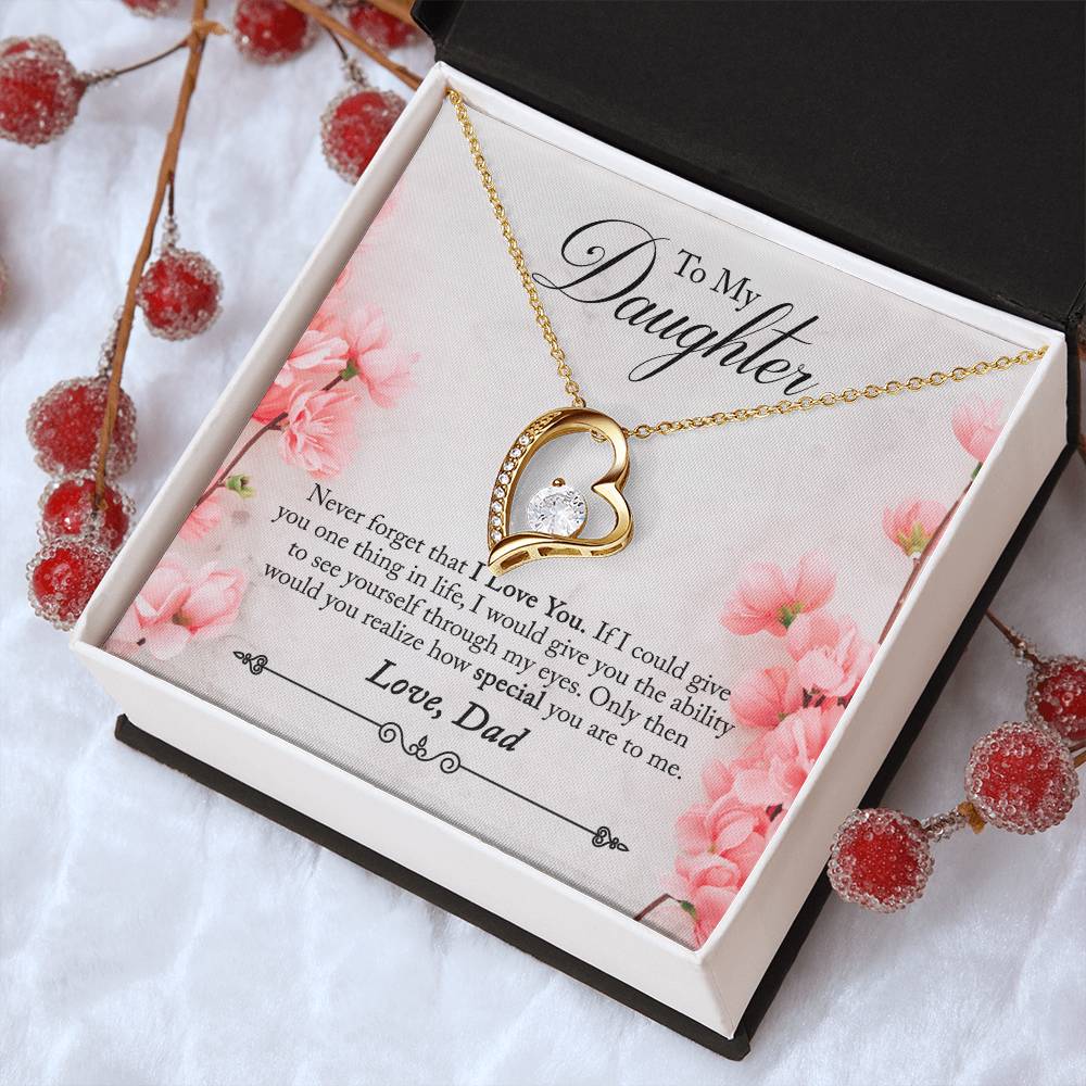 To My Daughter Never Forget That I Love You Gift Heart Necklace Forever Love Necklace