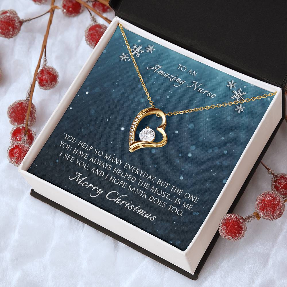 Merry Christmas To An Amazing Nurse 14K Gold Necklace Forever Love Necklace
