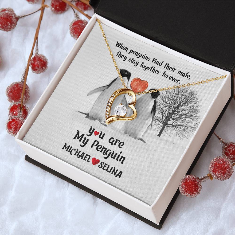 Girlfriend Necklace Adorable Necklace Couple Necklace Penguin Necklace You Are My Penguin You're My Penguin Wife Gift Penguin Jewelry Forever Love Necklace