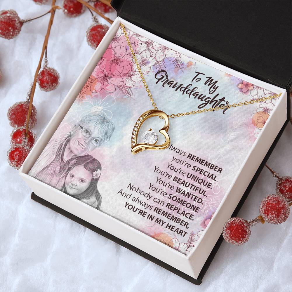 To Our Granddaughter White Gold Necklace Forever Love Necklace