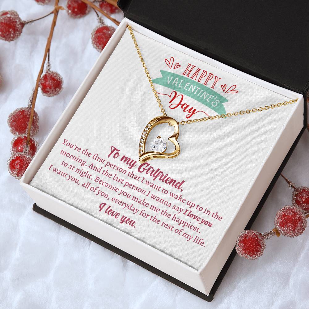 Valentine's Gift For Girlfriend You're The First Person That I Want To Wake Up To In The Morning 1 Forever Love Necklace