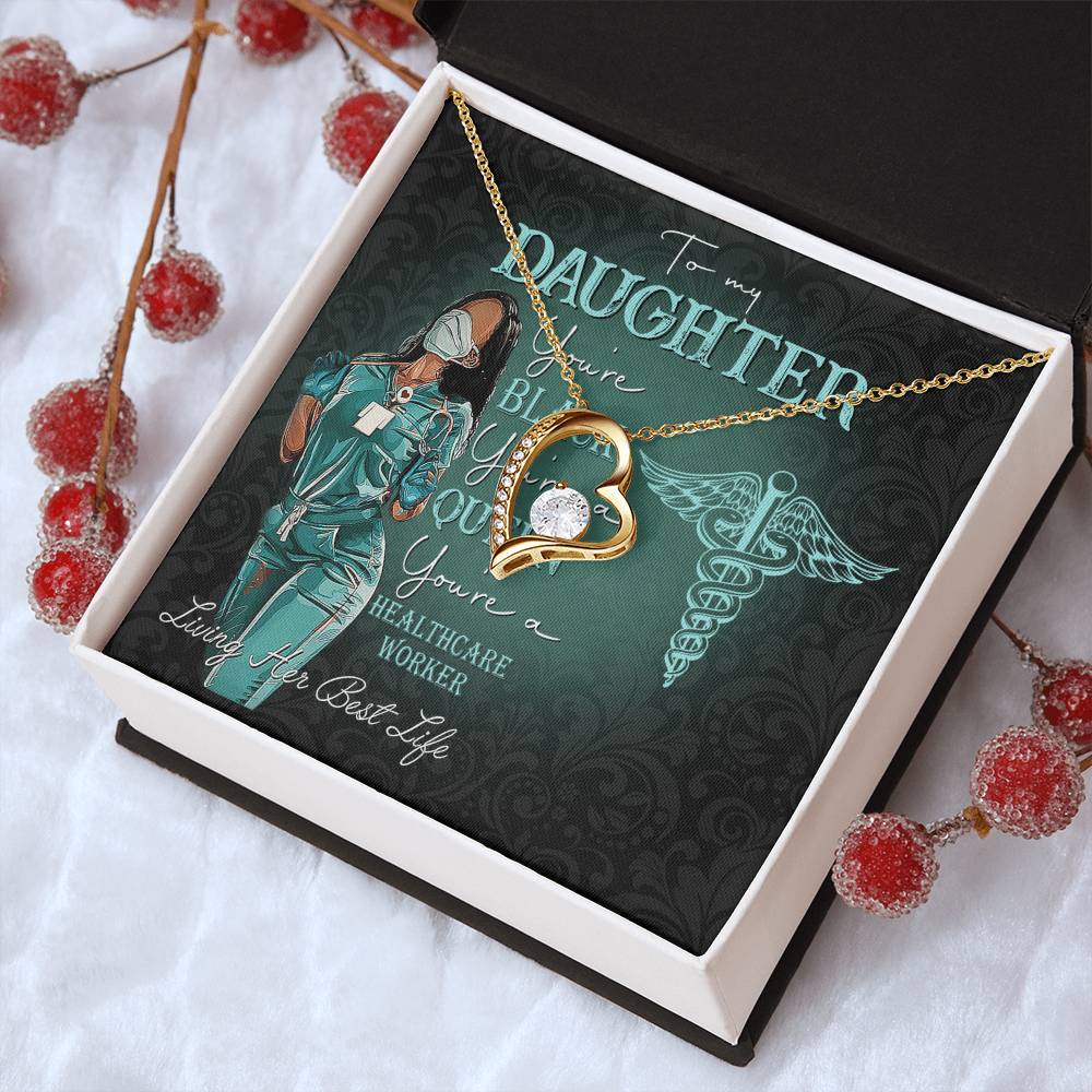 To My Daughter Black Nurse Customize Nurse Stethoscope Necklace To Nurse Daughter From Mom Nurse Gift Forever Love Necklace