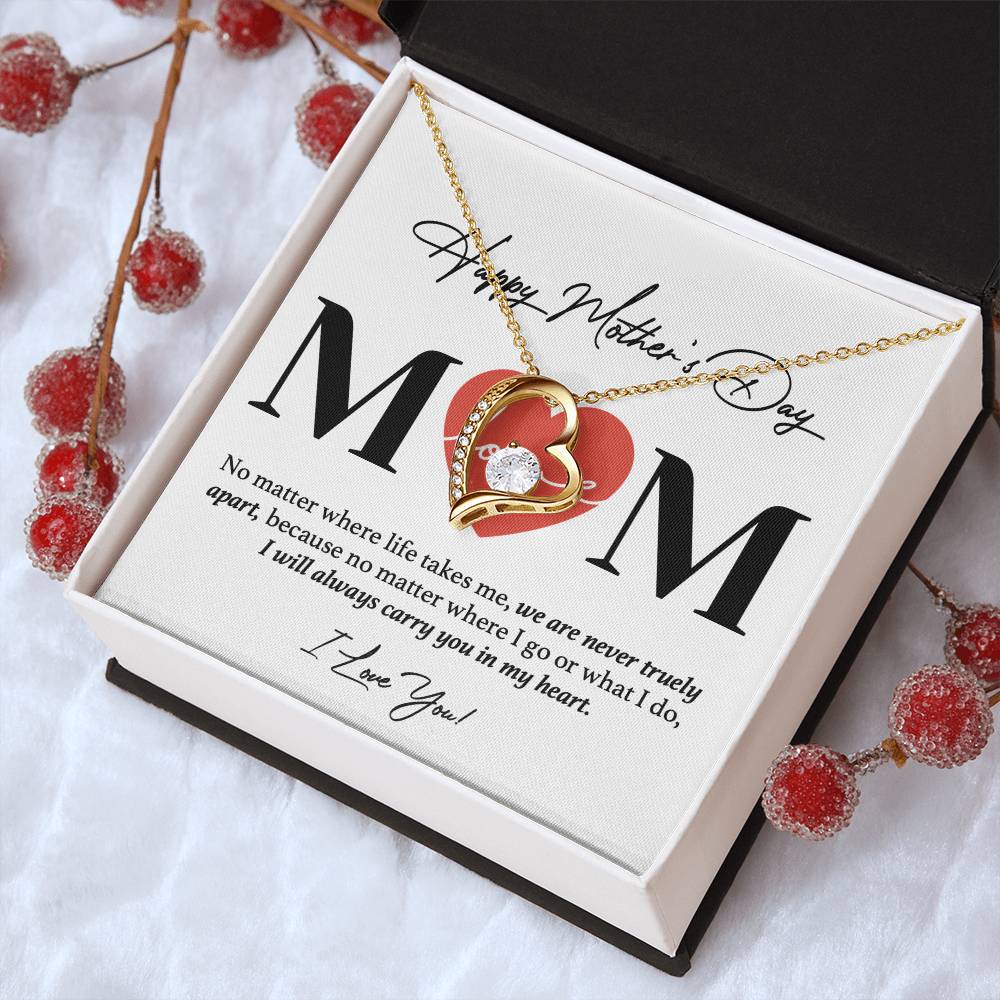 Happy Mothers Day 14k Gold Necklace Forever Love Necklace