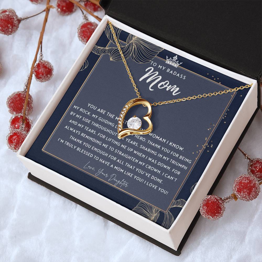 Badass Mom Gift To My Badass Mom Necklace Mother’s Day Gift Daughter To Mom Gift Gift From Daughter To Mom On Wedding Day Mom Gift 2 Forever Love Necklace