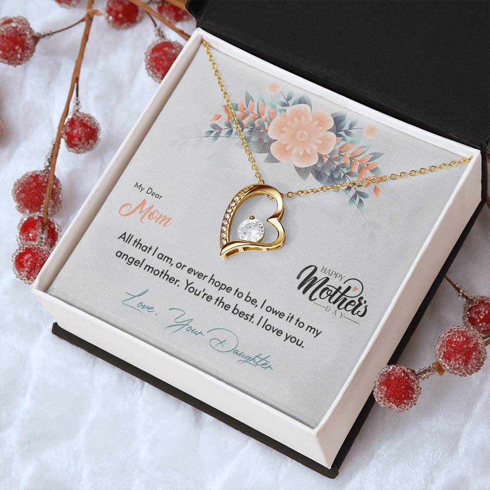 My Dear Mom - Love Your Daughter - 925 Sterling Silver Pendant Forever Love Necklace