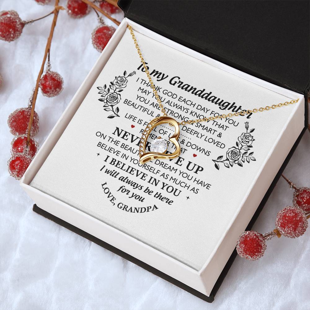 To My Granddaughter - I Will Always Be There For You Grandpa - Granddaughter Necklace Granddaughter Forever Love Necklace